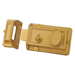 Heavy duty night latch and locking cylinder, brass painted diecast