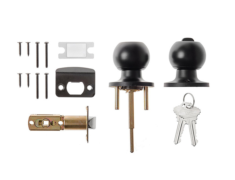 Value Pack of Entry Ball Door Knob, Lock Set by Loket, Matte Black Door Lock