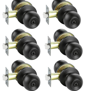 Value Pack of Entry Ball Door Knob, Lock Set by Loket, Matte Black Door Lock