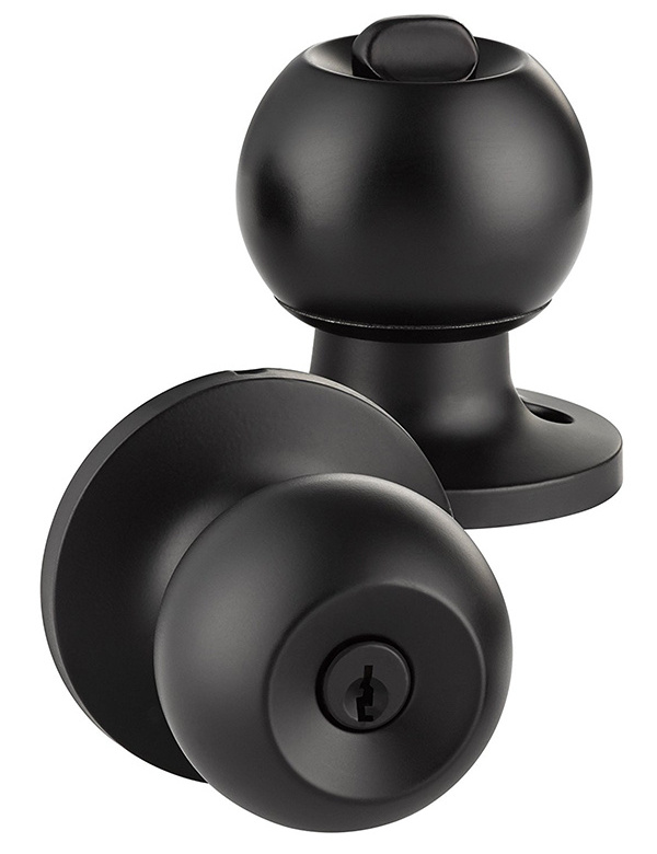 Value Pack of Entry Ball Door Knob, Lock Set by Loket, Matte Black Door Lock