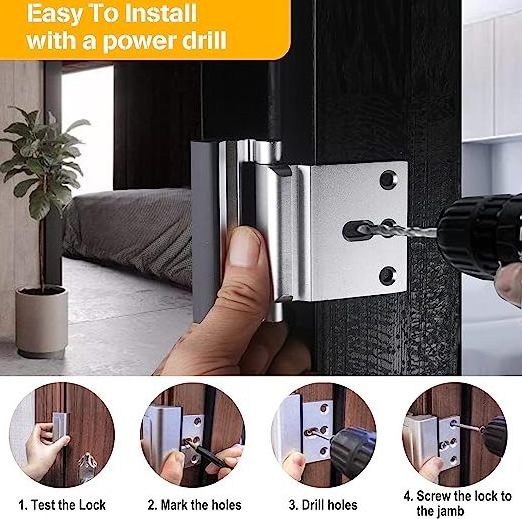 Home Security Door Lock, Child Proof Reinforcement Lock Withstand 800 lbs double Safety for defender security door lock