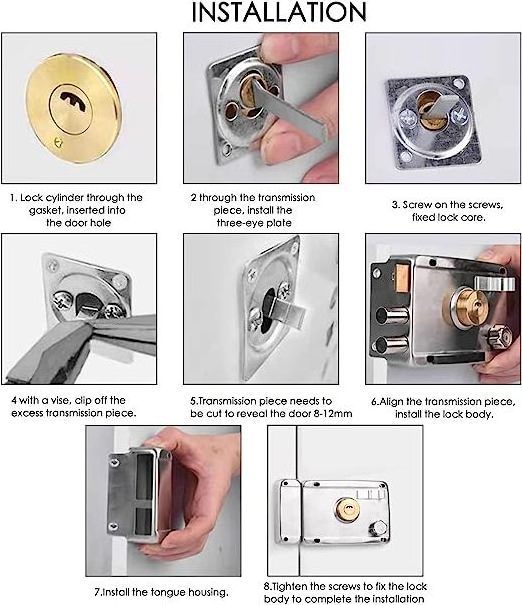 satin  nickle Electric door brass cylinder lock sliding door lock glass door lock