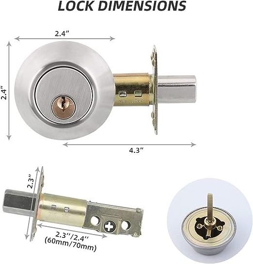 Single Cylinder Deadbolt, Modern Deadbolt Lock with Keys, Door Locks with Deadbolt for Front Door Entrance