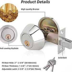 Single Cylinder Deadbolt, Modern Deadbolt Lock with Keys, Door Locks with Deadbolt for Front Door Entrance