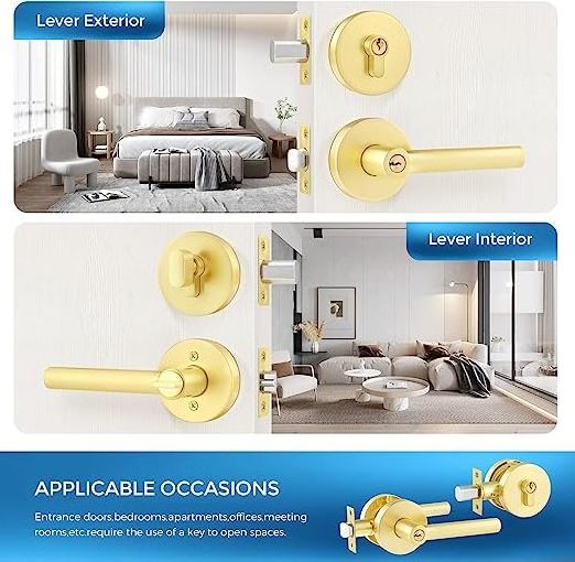 Lever Handle and Single Cylinder Deadbolt Heavy Duty circle Entry Door Locksets Front Door Entrance Lock