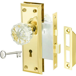 Vintage Keyed Indoor Mortise Keyed Lock Set with Glass Knob Fits 1-3/8 in to 1-3/4 in. Interior Doors,glass door knob