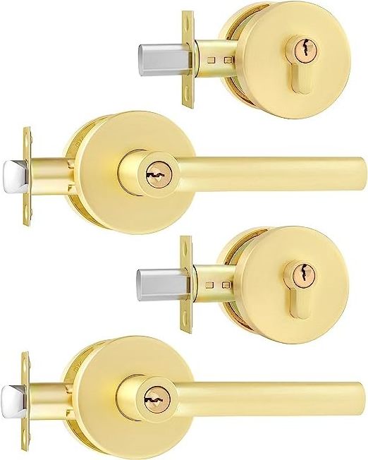 Lever Handle and Single Cylinder Deadbolt Heavy Duty circle Entry Door Locksets Front Door Entrance Lock