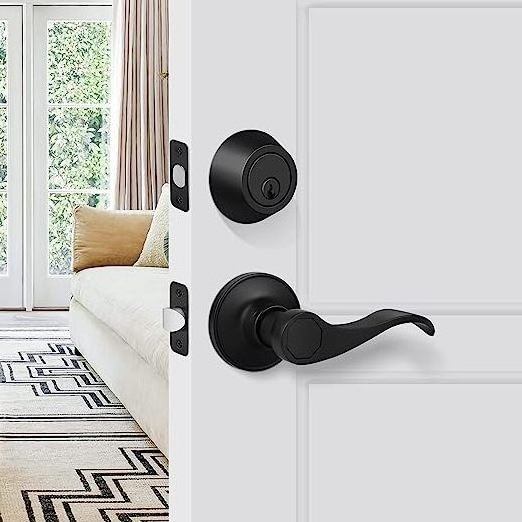 Matte Black Finish Single Cylinder Deadbolt Exterior Door Keyed Entry with Keys