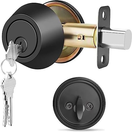 Matte Black Finish Single Cylinder Deadbolt Exterior Door Keyed Entry with Keys