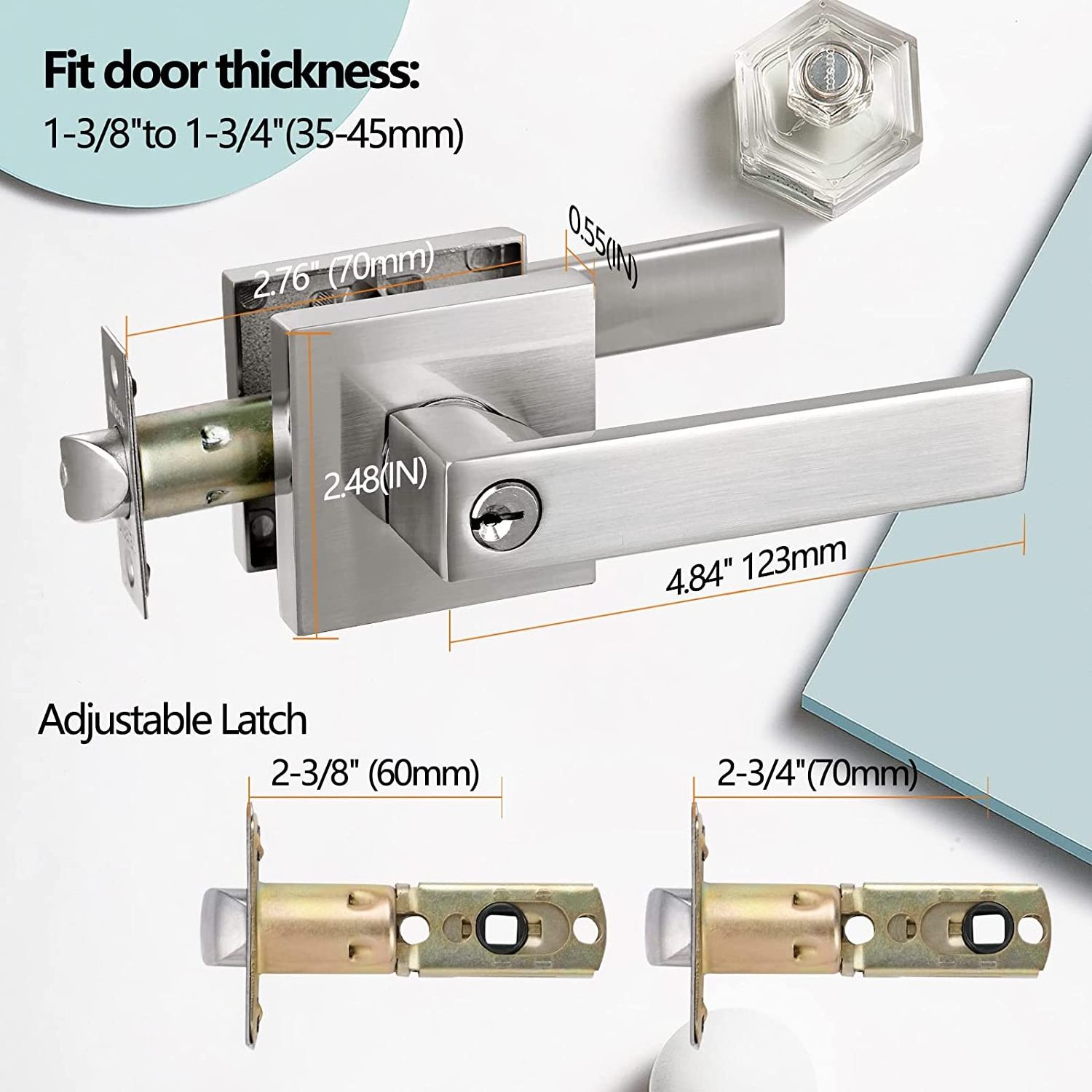 Zinc alloy handle and rosette security locked main door Manijas Cerradura de puerta, brushed satin nickel