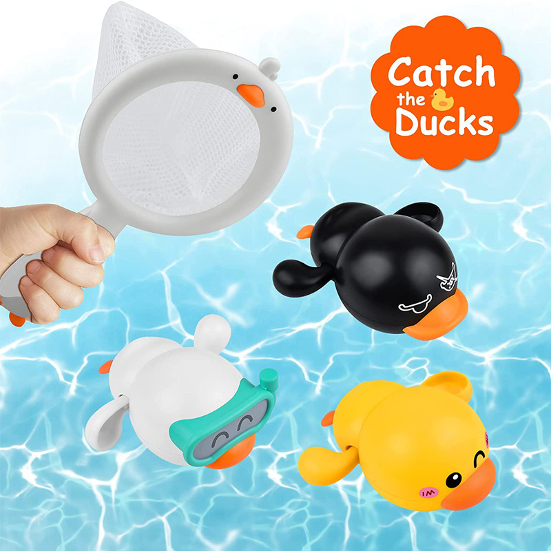 2022 New Hot Sale Summer Baby Bathtub Floating Wind-up Ducks Cute Swimming Pool Games Water Play Set Bath Toys for Kids