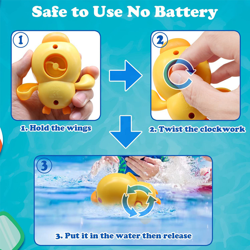 2022 New Hot Sale Summer Baby Bathtub Floating Wind-up Ducks Cute Swimming Pool Games Water Play Set Bath Toys for Kids