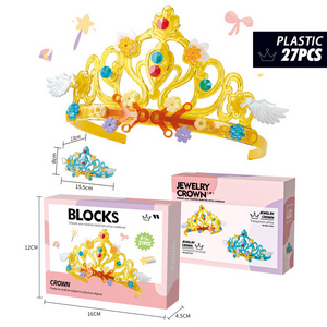 2023 New Birthday Gift Girl Plastic Princess Crown Bricks Toys 27pcs Building Blocks Set For Kids