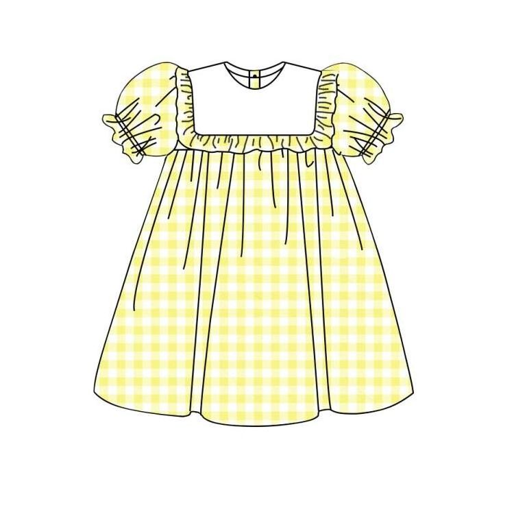 Summer fashion dresses 95%cotton  plaid frill smocked pink dress custom  kids girl gingham dress for girls Easter