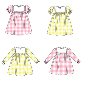 Summer fashion dresses 95%cotton  plaid frill smocked pink dress custom  kids girl gingham dress for girls Easter