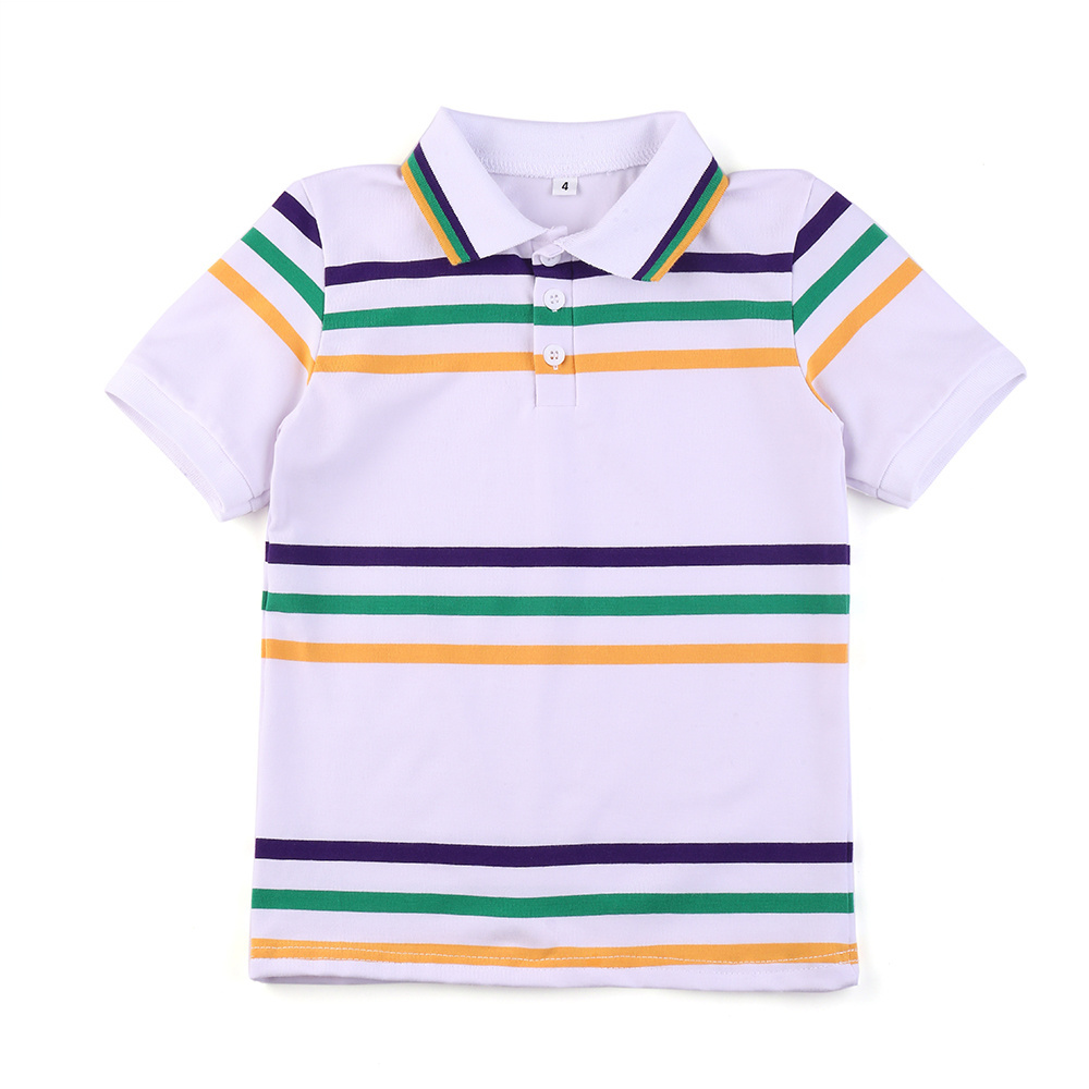 Custom Mardi Gras Apparel Purple Green Gold All Over Striped Adult Long Sleeve Polo Shirt Mardi Gras T-shirt