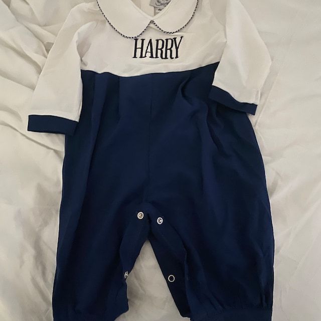 Personalized Infant Baby Outfit Organic Cotton Baby Romper  Long Sleeve Pan Collar Home Baby Footie Pajamas