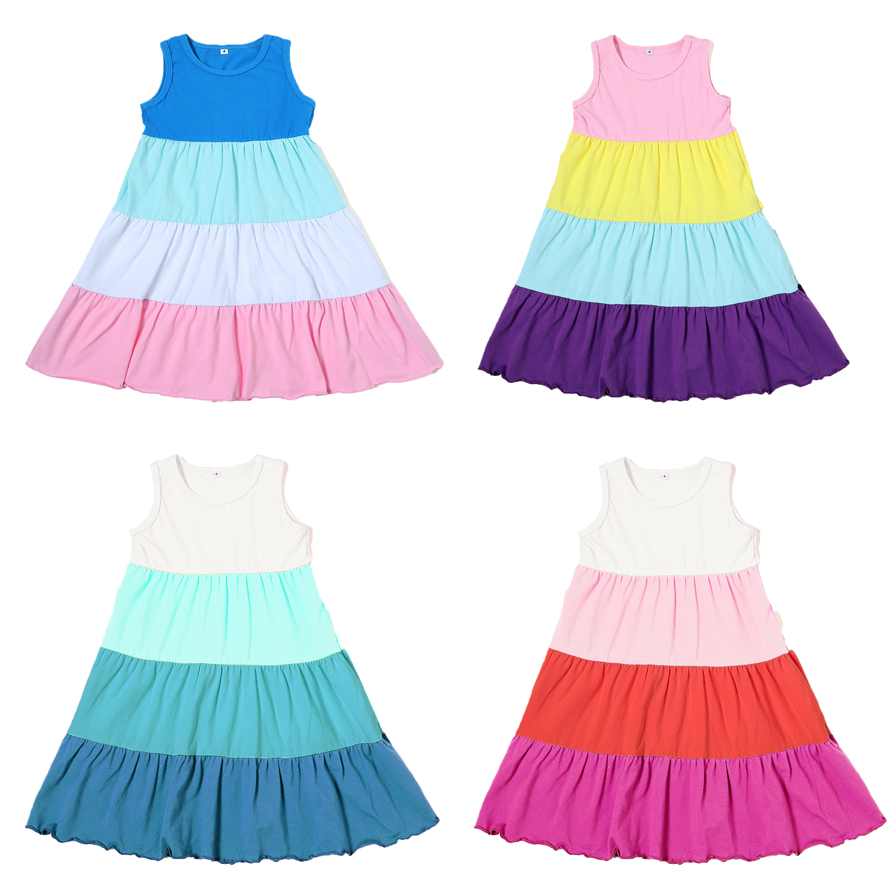 boutique Jade Joy Joy Halter Color block Sleeveless Dresses girl summer clothes Rainbow Halter girl Dress