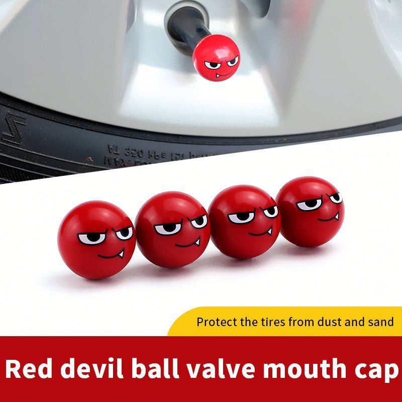 2023 Hot Smile Happy Face Car Tire Valve Caps 8-Ball Black Car Tire Valve Stem Air Caps Covers Car Accessories Auto Vehicle Tire Valves