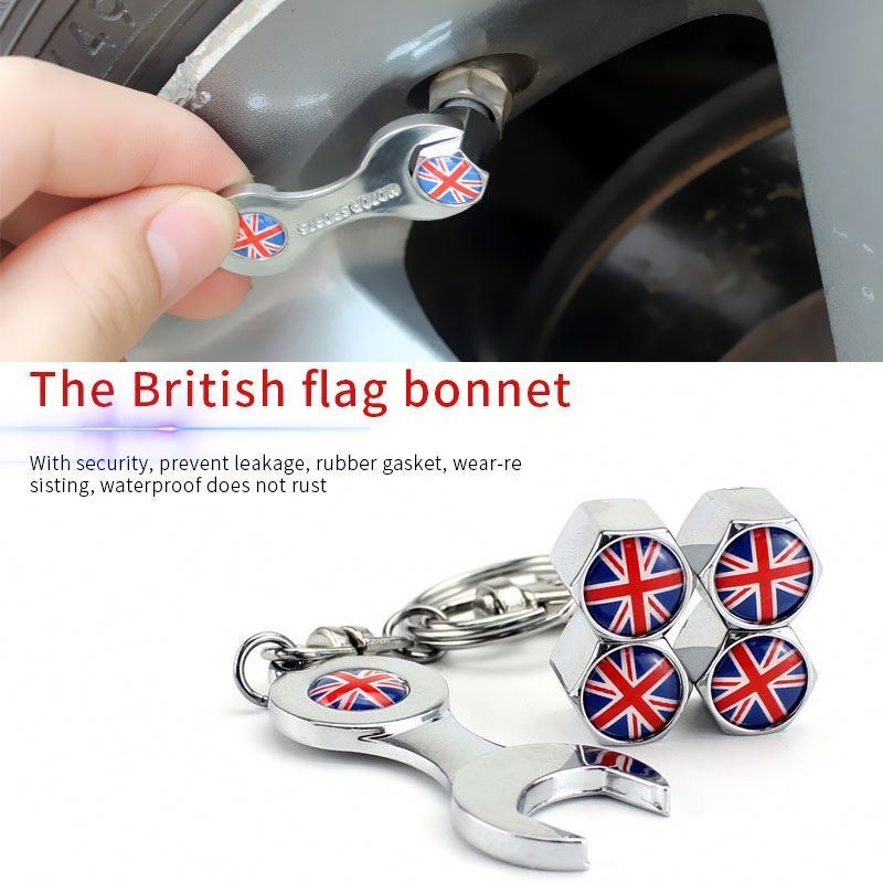 2023 Hot For The Uk Modified Wrench Key Chain Car Valve Cap Metal Valve Stem Caps For Cars Bicycles Trucks Bikes Motorcycles