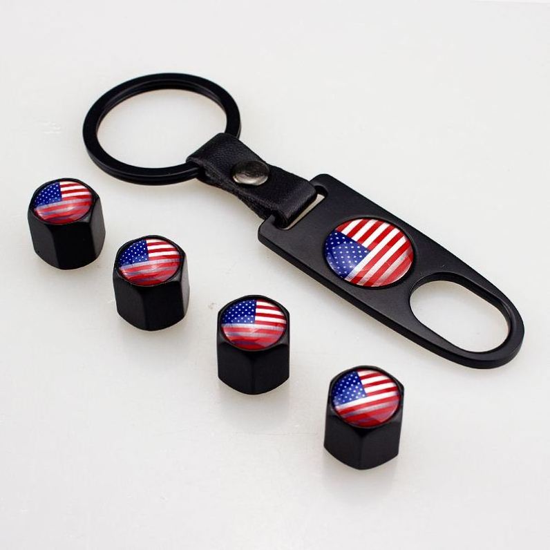 2023 With Car Logo Wrench Key Chain Universal Tire Pressure Caps  Modification Flag Tire Valve Cap Valve Cap Wholesale