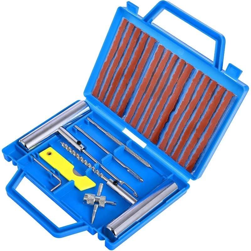 23PCS Tire Repair Kit Heavy Duty Professional Flat Patch Punctures Repair Tool Tubeless Tire Plug Kit for Car Truck Motorcycle