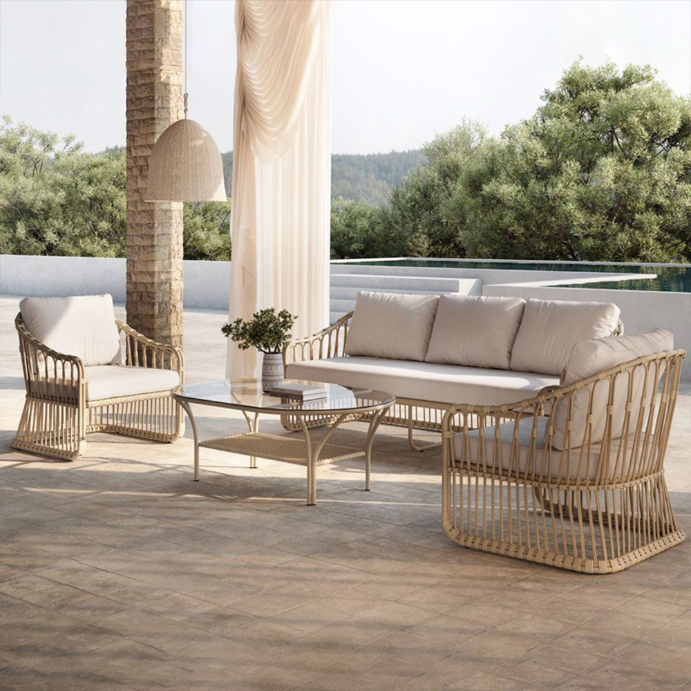 Foshan Factory direct Outdoor balcony luxury patio Garden Rattan dining Sofa table and chair furniture set