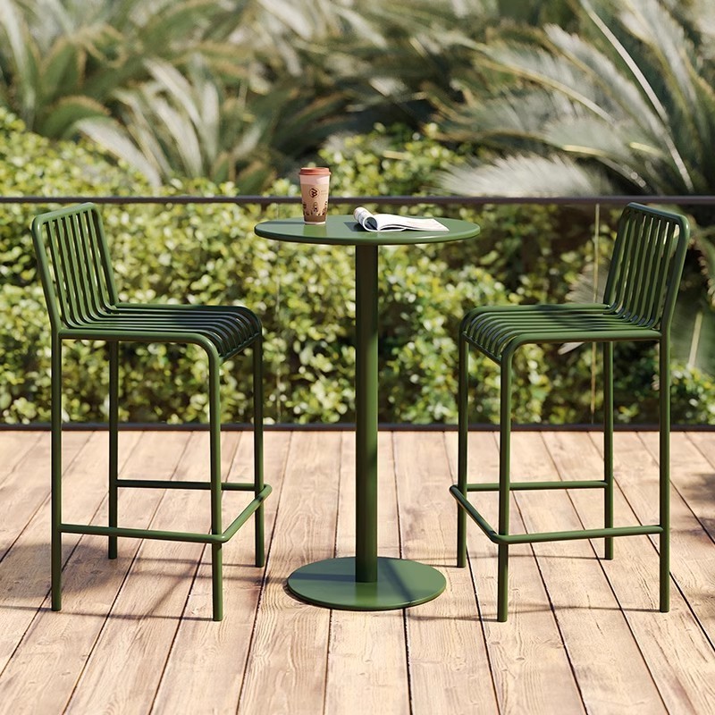 Outdoor Metal Furniture Patio Coffee Metal Chair Waterproof Garden Restaurant Bar Chair and Table Set