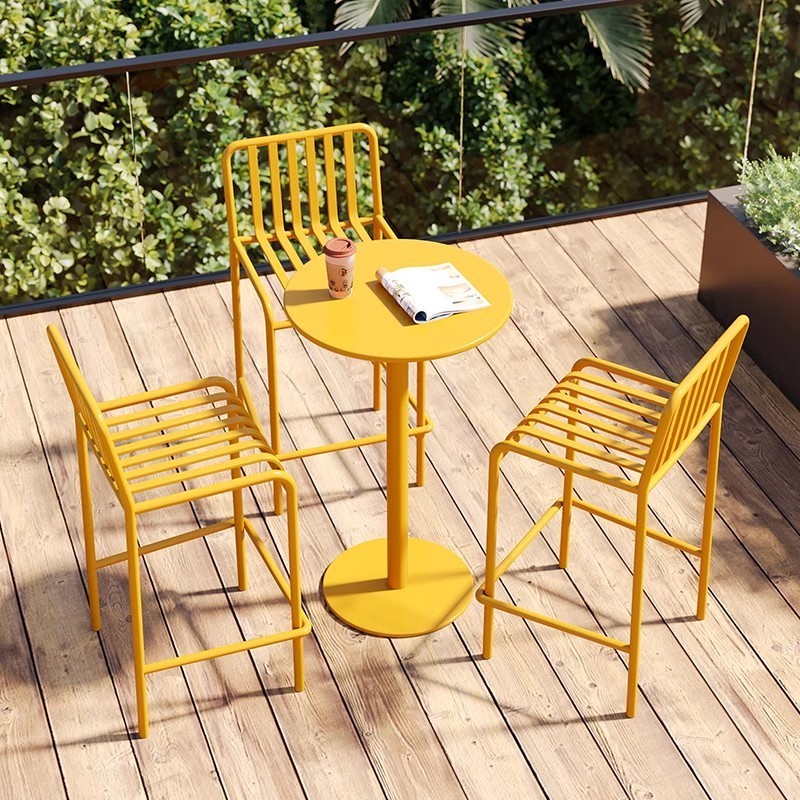 Outdoor Metal Furniture Patio Coffee Metal Chair Waterproof Garden Restaurant Bar Chair and Table Set