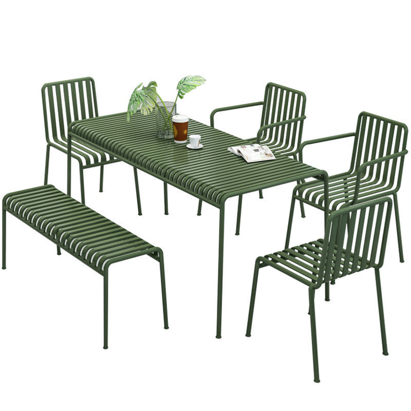 Hot Selling Outdoor Garden Patio Cafe Courtyard Restaurant Furniture Sets Aluminum Metal Dining Chair and Table Sets