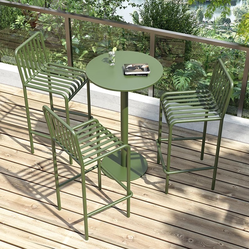 Outdoor Metal Furniture Patio Coffee Metal Chair Waterproof Garden Restaurant Bar Chair and Table Set