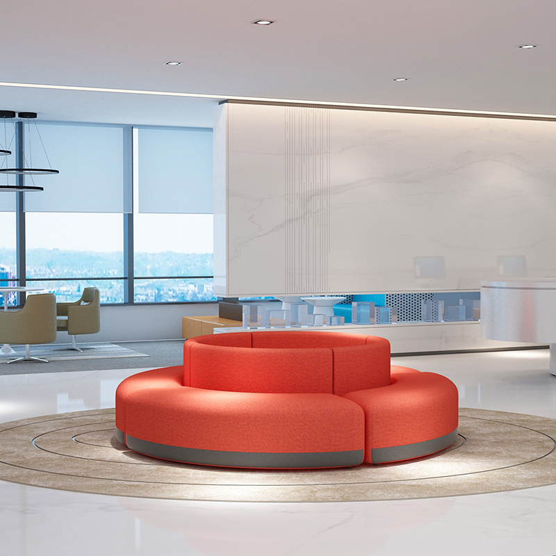 Modern simple curved custom S shaped business office waiting room mall hall public area hotel reception nordic sectional sofa