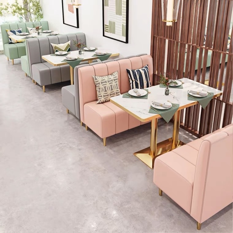 Guangdong Foshan factory coffee shop furniture cafe restaurant tables and chairs marble pattern plywood table