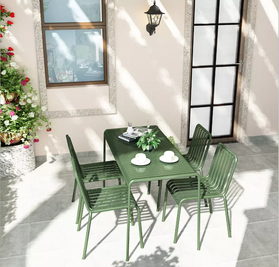 Hot Selling Outdoor Garden Patio Cafe Courtyard Restaurant Furniture Sets Aluminum Metal Dining Chair and Table Sets