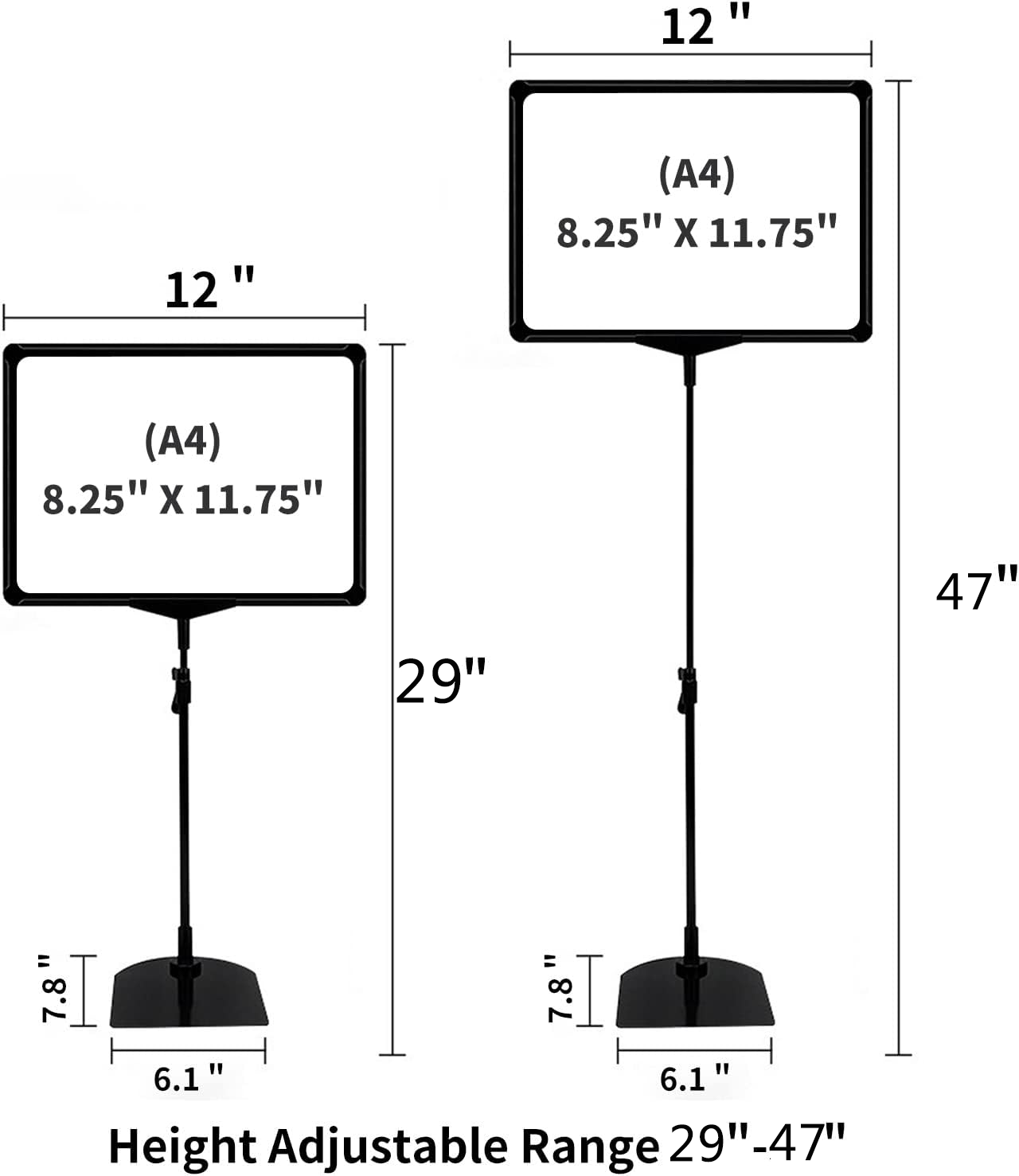 Adjustable Sign Holder Stand Frame Poster Display Double Sided Floor Standing Sign Stand with Base for Store Shop