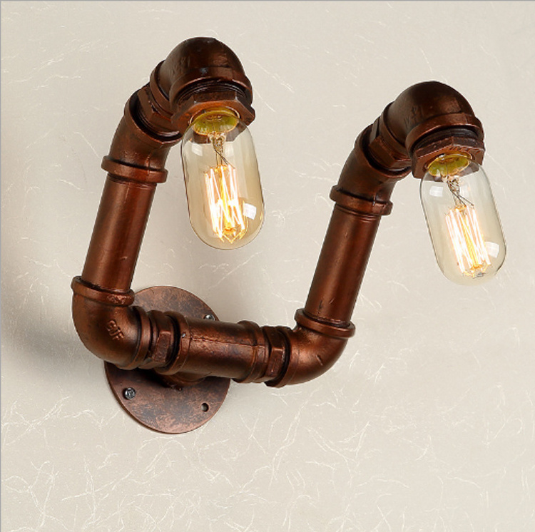 Vintage Industrial ceiling Light Edison Bulb Water Pipe wall Lamp