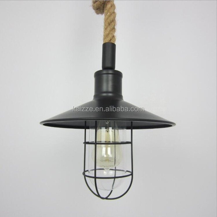 Morden American Village Creative Personality Art Deco Hemp Rope  Pendant Lamp Restaurant Light