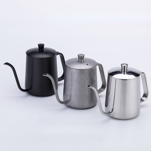 2023 Hot Sale 350/600ML Black Pour Over Coffee Kettle 18/8 Stainless Steel Coffee Gooseneck Kettle