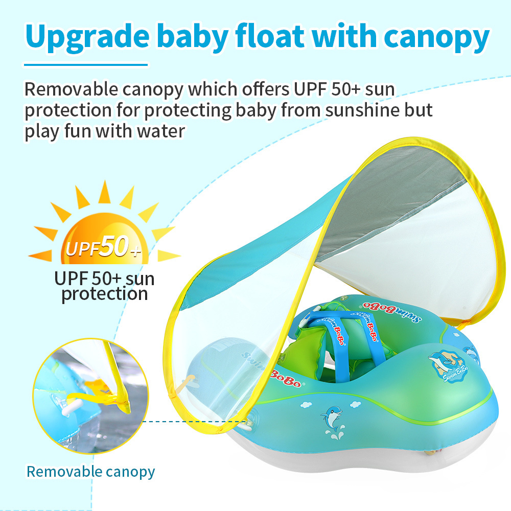 Swimbobo Infant Floating Kids Swim Ring PVC Canopy Inflatable Baby Swimming Ring Summer Pool Toddler Toys for Child