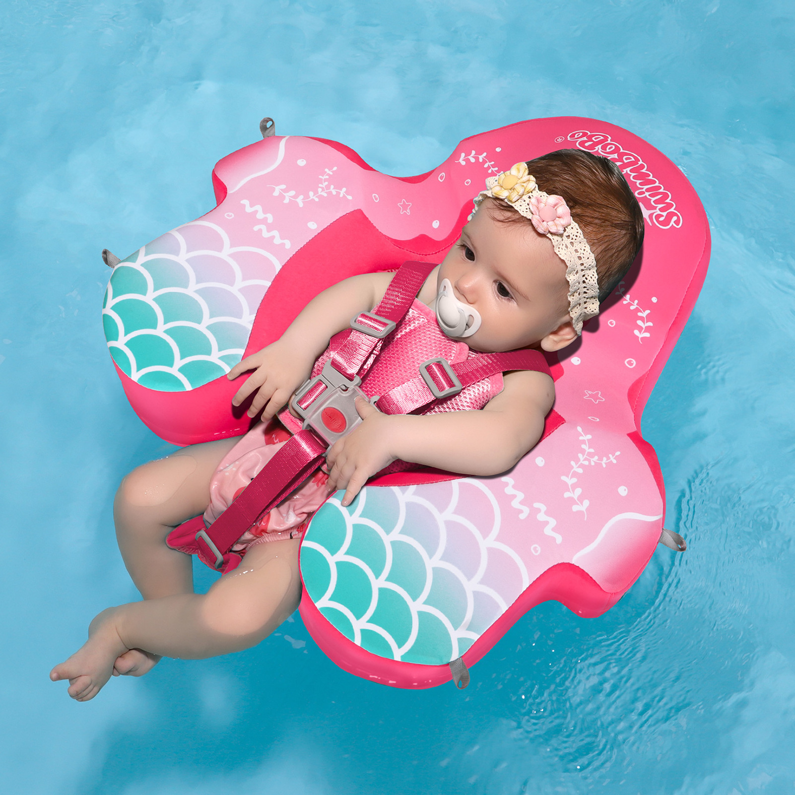 Swimbobo Non-inflatable Baby Swimming Float Ring Children Swim Rings Underarm Non Inflatable Kids Pool Floats With Canopy Summer