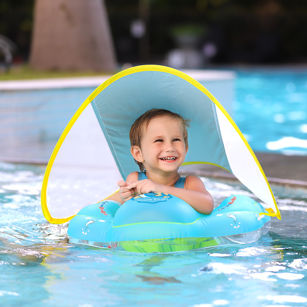 Swimbobo Infant Floating Kids Swim Ring PVC Canopy Inflatable Baby Swimming Ring Summer Pool Toddler Toys for Child BestSuppliers