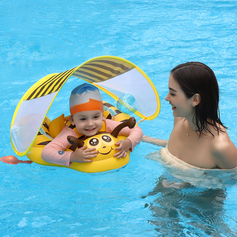 Swimbobo Baby Swimming Cute Bee Float Kids Inflatable Rings Floats Child Swim Pool Water Toy Ring PVC For Summer With Canopy