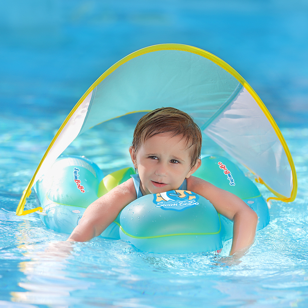 Swimbobo Infant Floating Kids Swim Ring PVC Canopy Inflatable Baby Swimming Ring Summer Pool Toddler Toys for Child