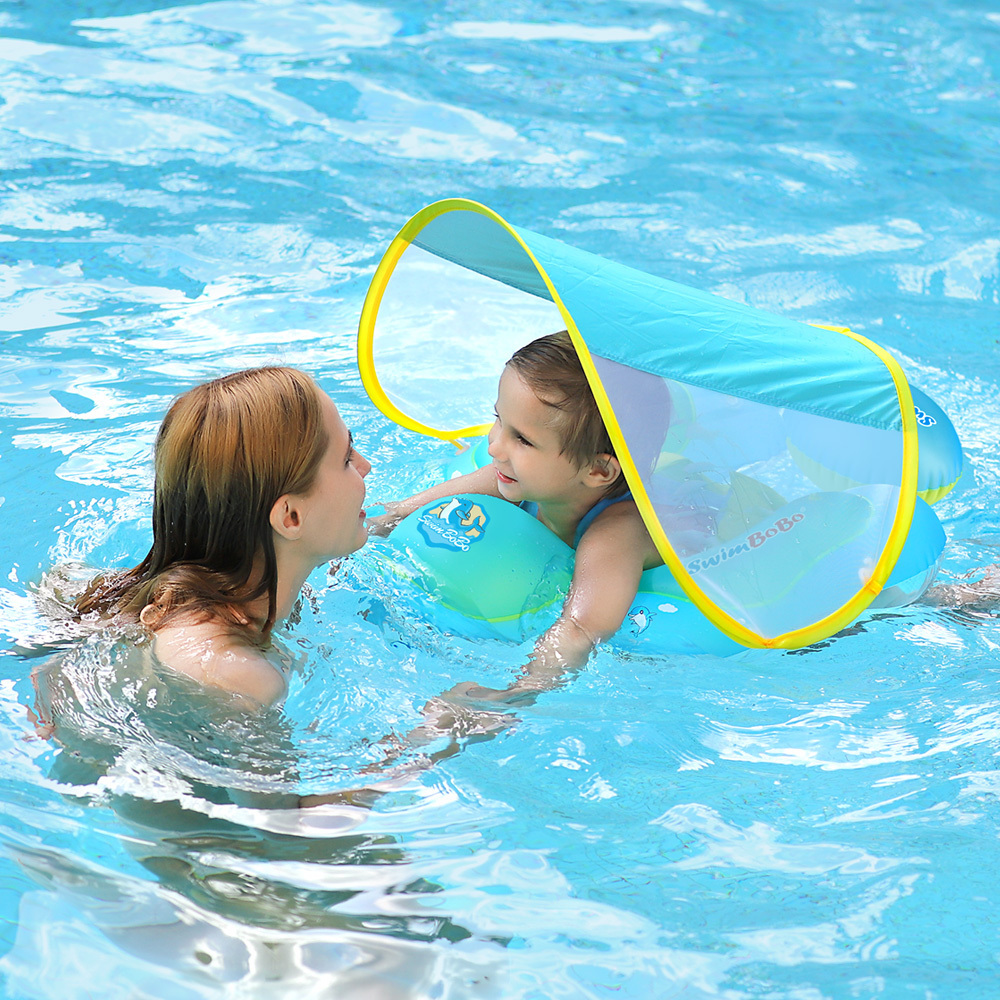 Swimbobo Infant Floating Kids Swim Ring PVC Canopy Inflatable Baby Swimming Ring Summer Pool Toddler Toys for Child