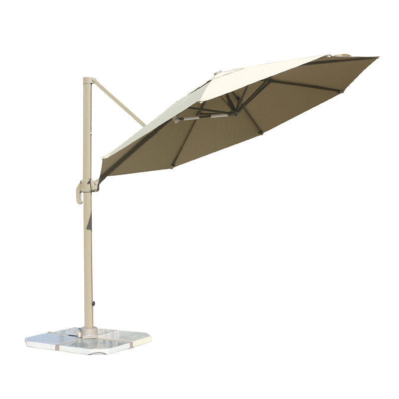 KAKADU Large Roman Parasols 3.5M Outdoor Restaurant Offset Umbrella Aluminum Cantilever with LED Lights for Beach Hotel Use