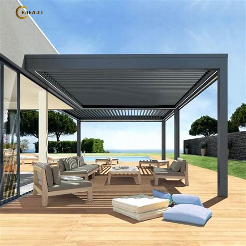 KAKADU Outdoor Restaurant Opening Louver Roof Motorized Aluminium Pergola Gazebo With LED Lights