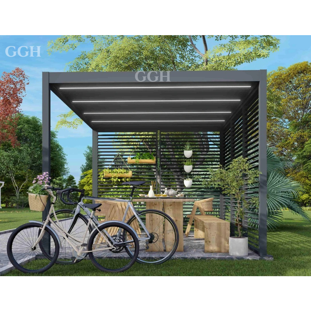 KAKADU Modern Bioclimatic Pergola Waterproof Louver Roof System Kits Electric Garden Gazebo MDF Material Balcony