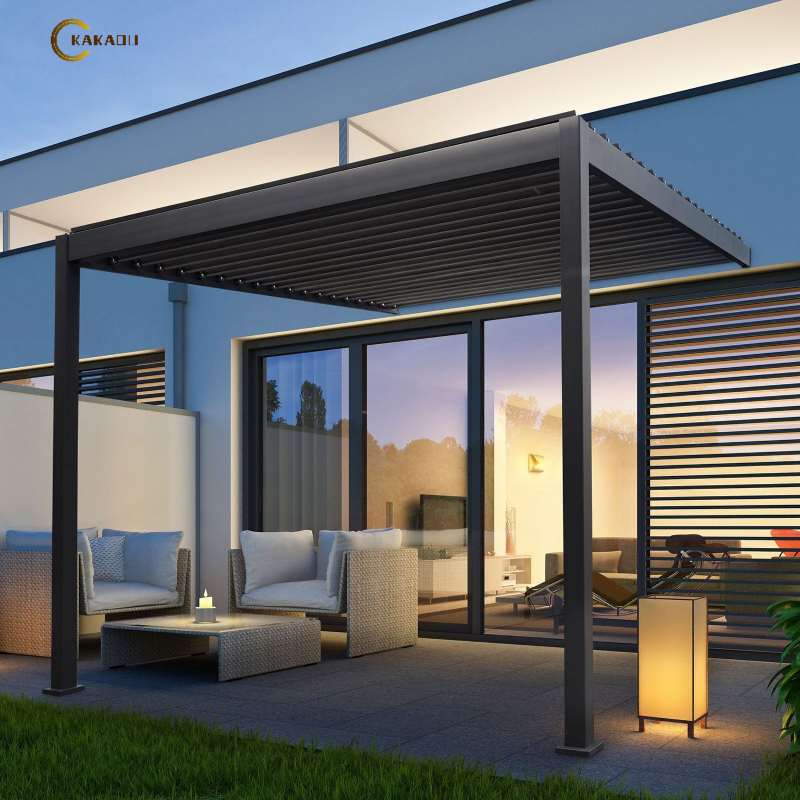 KAKADU Aluminium electric pergola with canopy System Wall-Mounted Metal Brackets for Gazebo Outdoor Pergola