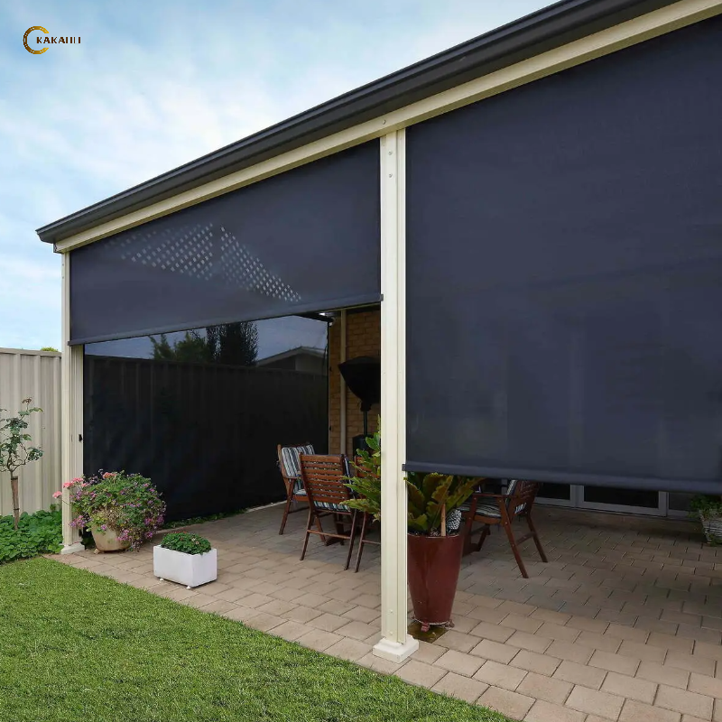 KAKADU Zip Model Electric Fabric Outdoor Blinds Waterproof Wire Roller for Skylight Protecting Pergola Gazebo for Patio