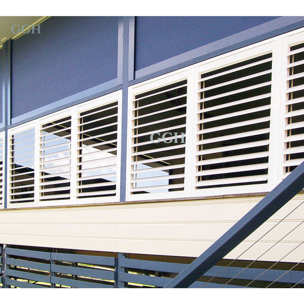 KAKADU Modern PVC Shutter Louver Factory Direct Wholesale Aluminum Plantation Window Shutters Horizontal Opening Pattern